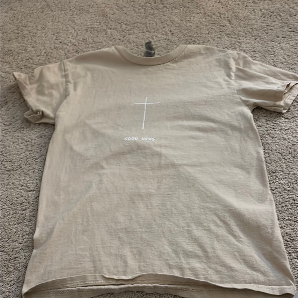 Beige Graphic T-Shirt with Cross Design